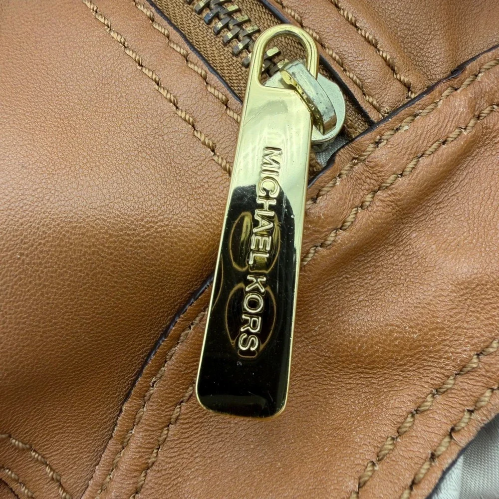Michael Kors‎ Moxley Shoulder Bag Brown Leather Gold Hardware Hobo